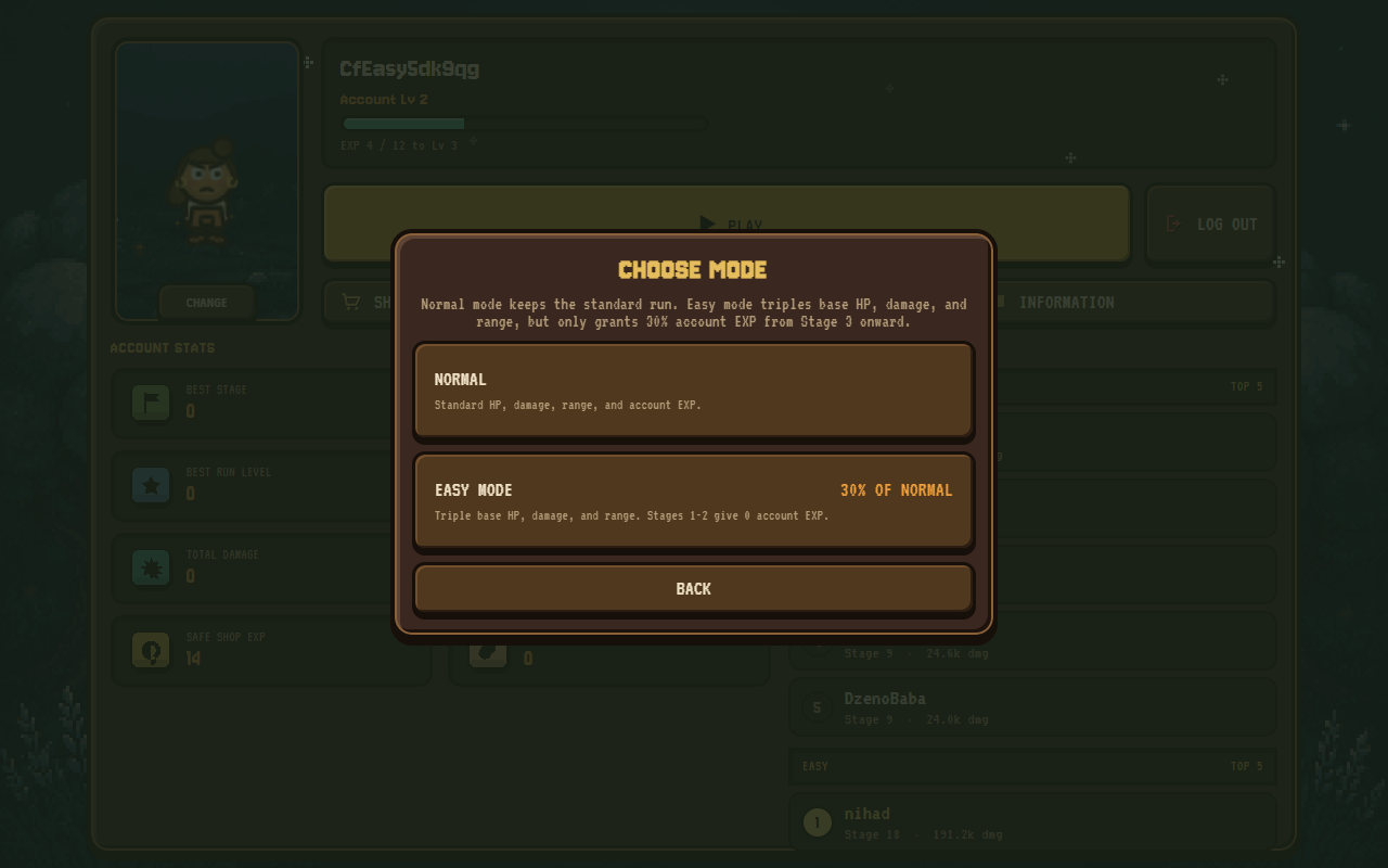 Easy mode, save safety, and Stage 100 development screenshot